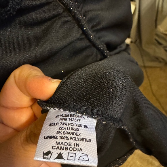 Blashe Black Metallic Shimmer Wrap Mini Dress Size M | Long Sleeve - Picture 9 of 14